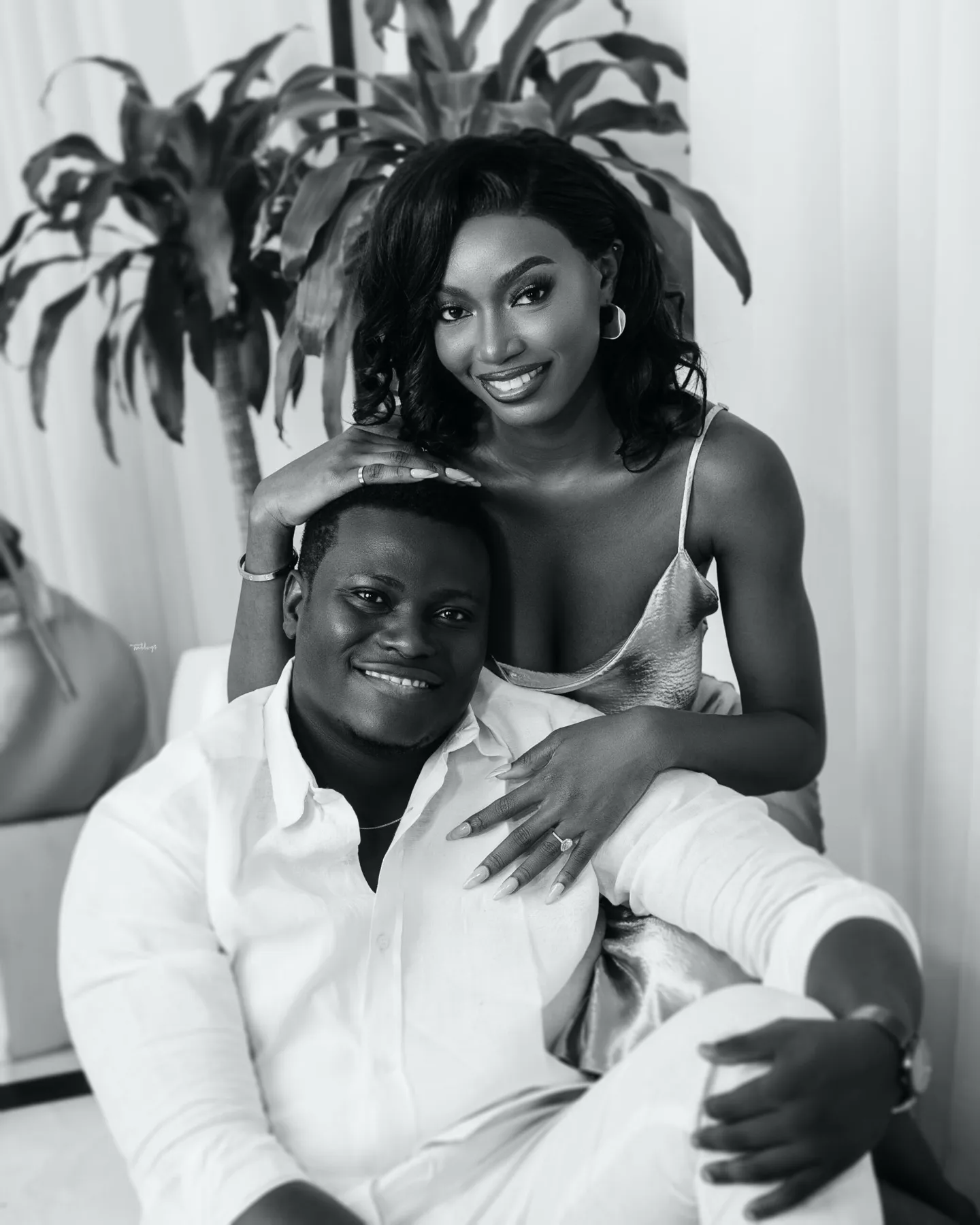 Black and white portrait of the couple