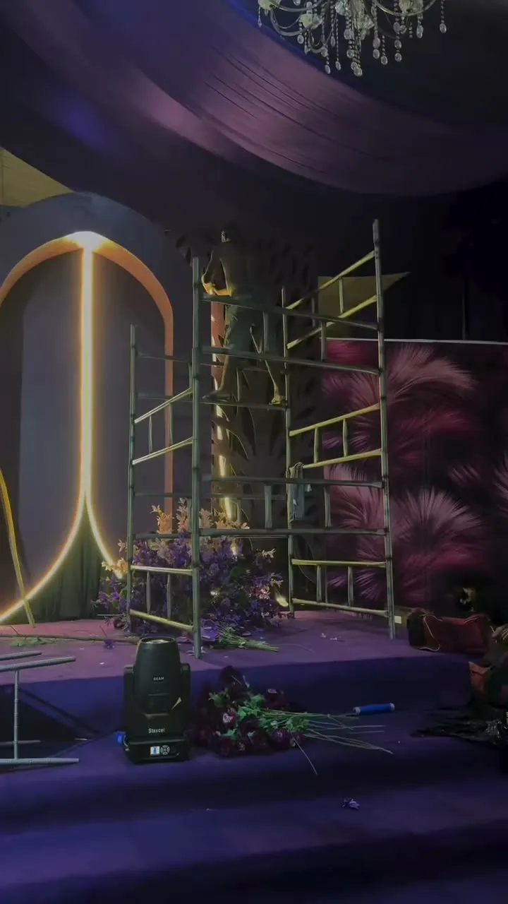 The finished stage with gold arches